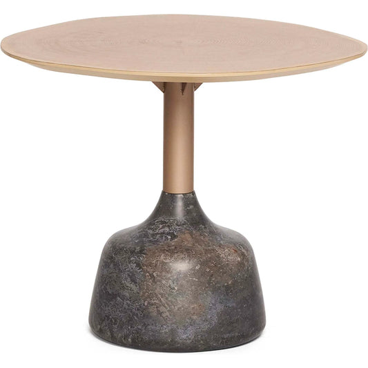 Sacha Medium Bunching Cocktail Table by Interlude Home in fossil, champagne, timber. Made from marble, iron, oak in a unique style.