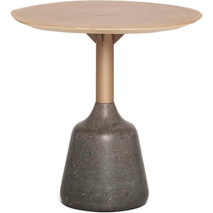 Sacha Small Bunching Cocktail Table by Interlude Home in fossil, champagne, timber. Made from marble, iron, oak in a modern style.