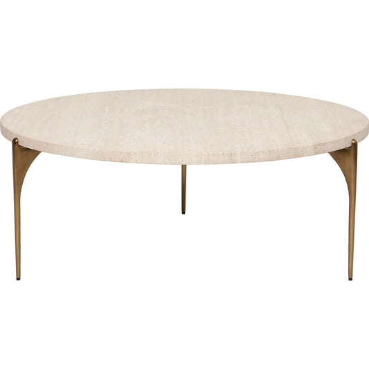 Richmond Cocktail Table by Interlude Home in raw travertine, metal. Made from marble, metal in a unique style.