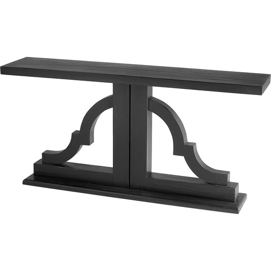 Bahia Console Table by Cyan Design in black stain. Made from pine wood in a transitional style.