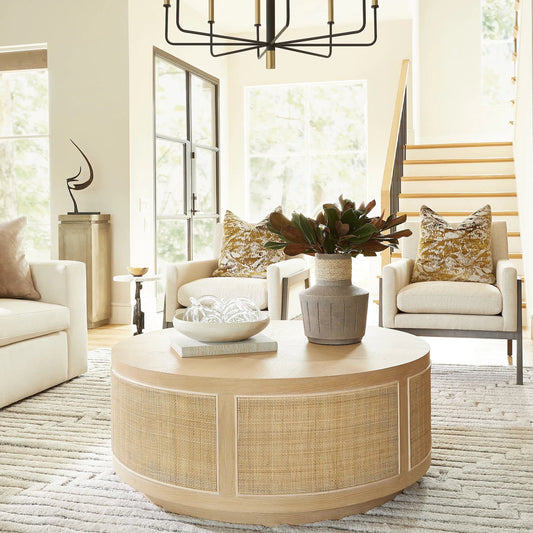 Lamu Coffee Table by Cyan Design. Made from oak, rattan in a unique style.