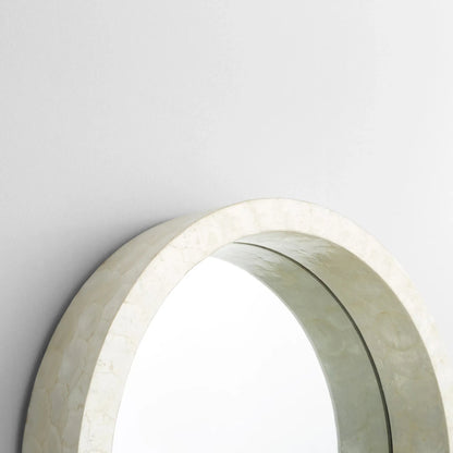 Triton Round Mirror by Cyan Design. Made from capiz, wood, mirrored glass in a modern style.