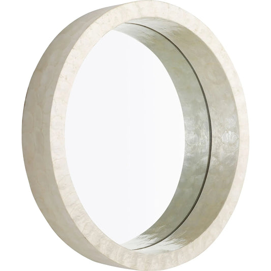 Triton Round Mirror by Cyan Design. Made from capiz, wood, mirrored glass in a modern style.