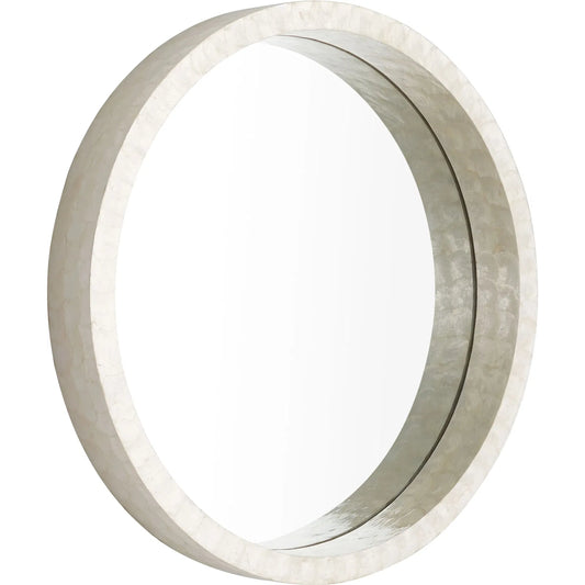 Triton Round Mirror by Cyan Design. Made from capiz, wood, mirrored glass in a modern style.
