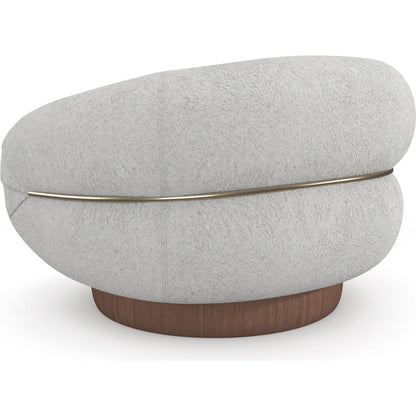 Smoosh Swivel Chair by Caracole in retro walnut, champagne gold. Made from unique in a transitional style.