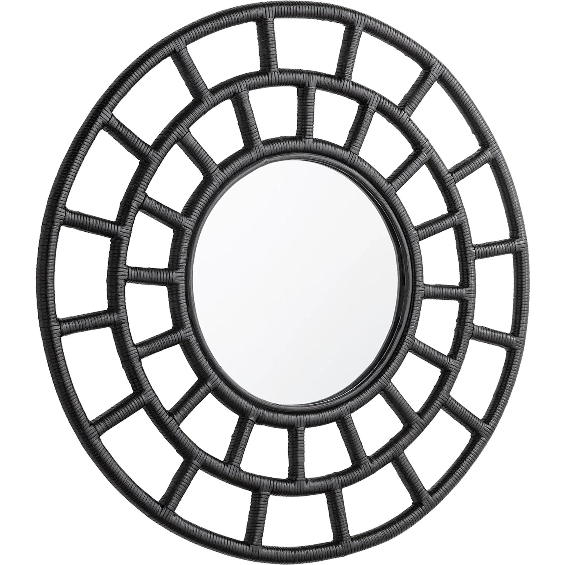 Comoros Mirror by Cyan Design. Made from rattan, wood, mirrored glass in a modern style.