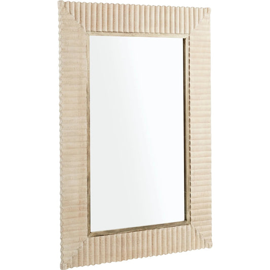 Estriada Mirror by Cyan Design in cerused white. Made from mango wood, mirrored glass in a modern style.