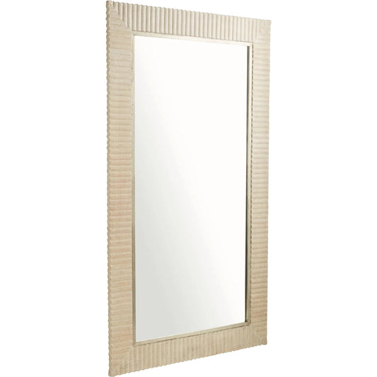 Estriada Floor Mirror by Cyan Design in cerused white. Made from mango wood, mirrored glass in a modern style.