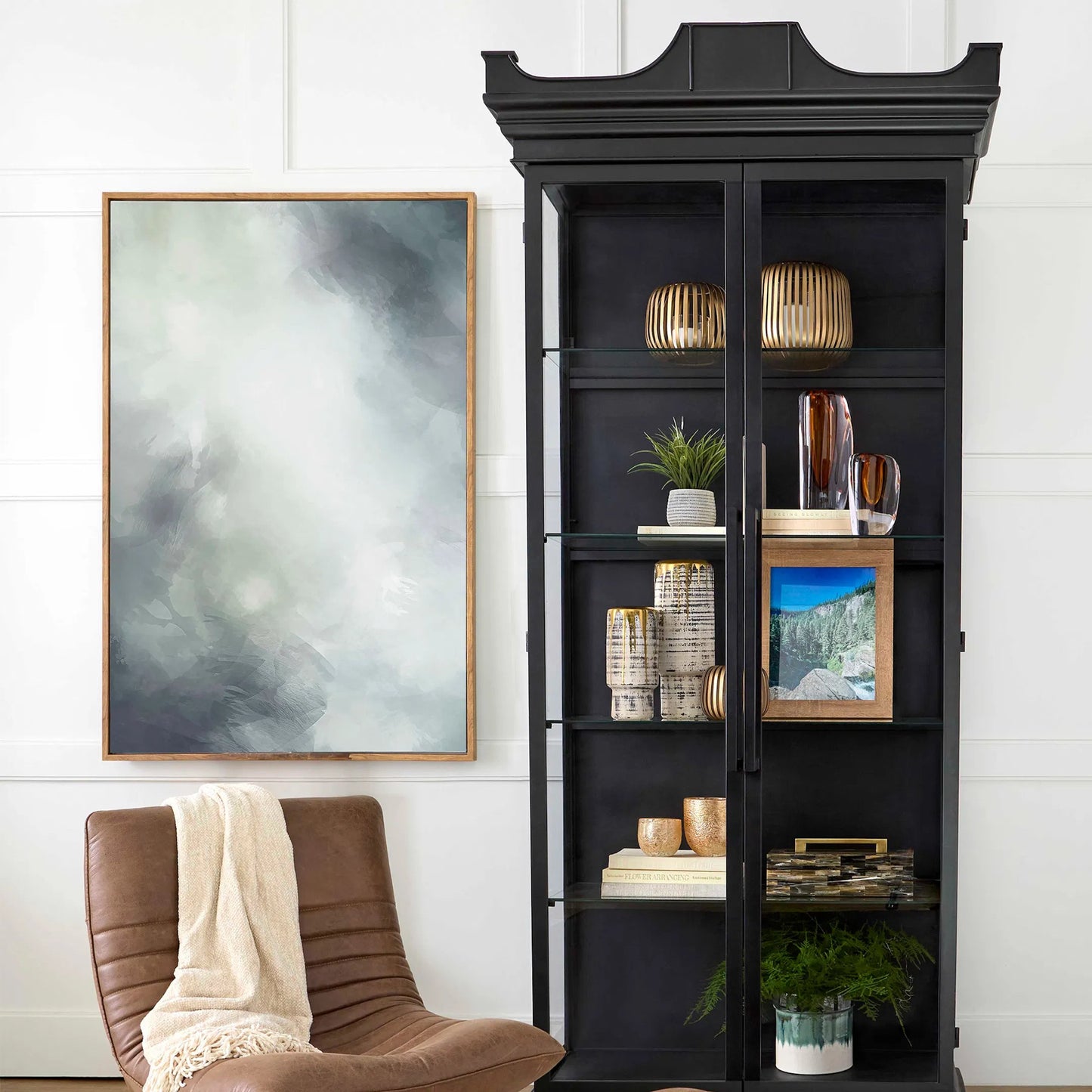 006 SI-2328540 | Lifestyle | Bethlehem Cabinet by Cyan Design in black. Made from iron in a traditional style.