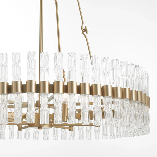 Noble 6 Light Chandelier by Cyan Design in aged brass. Made from unique in a modern style.