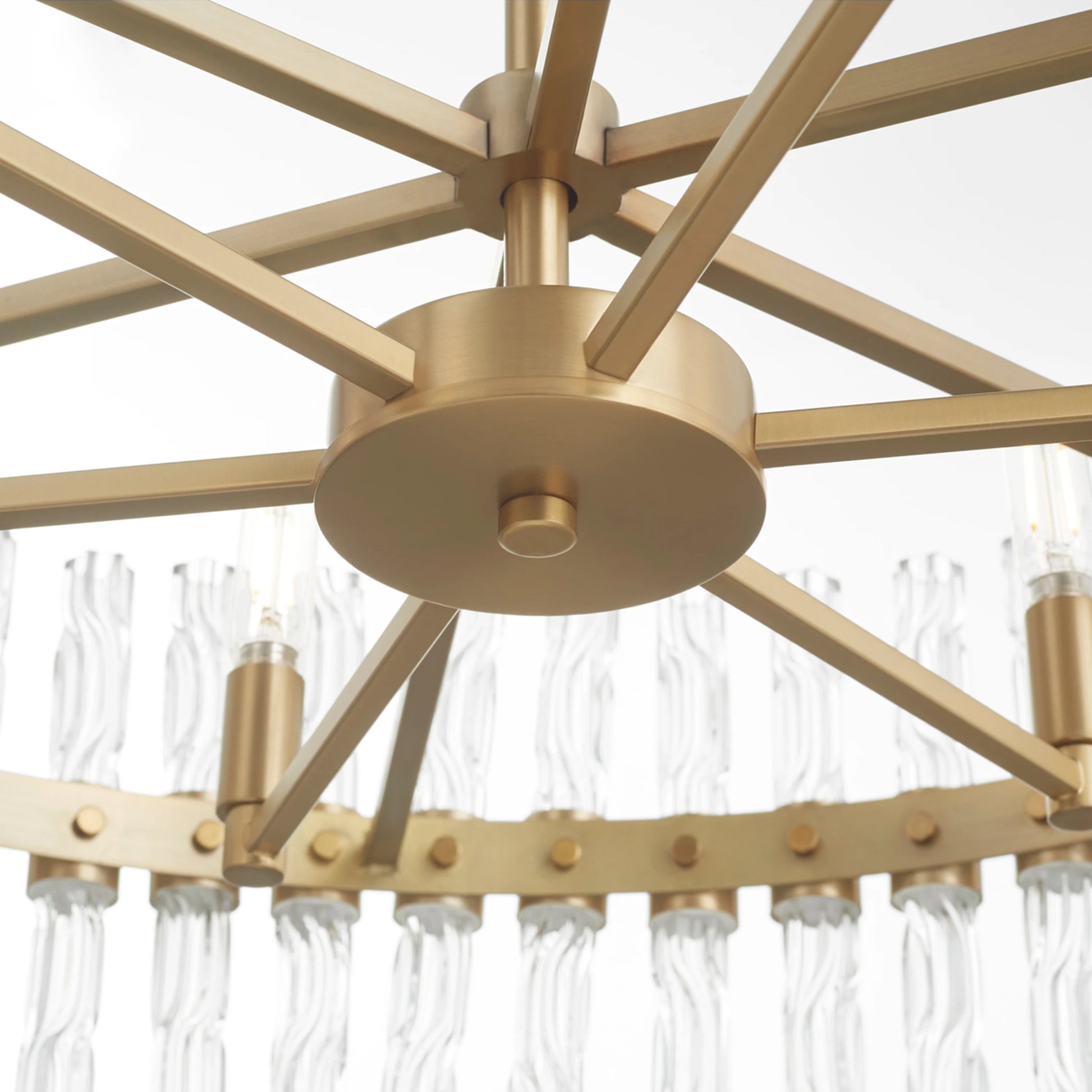 Noble 6 Light Chandelier by Cyan Design in aged brass. Made from unique in a modern style.