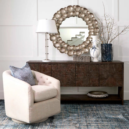 Alta Console Table by Cyan Design in cerused walnut. Made from mango wood in a traditional style.