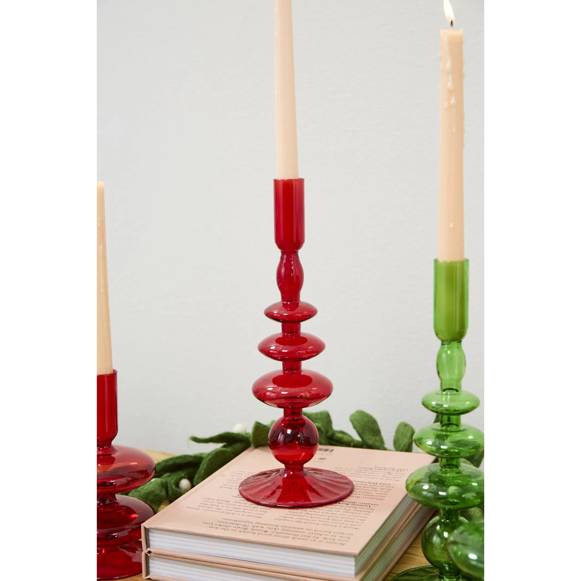 Wizard Candlestick by Accent Decor in green. Made from glass in a eclectic & global style.