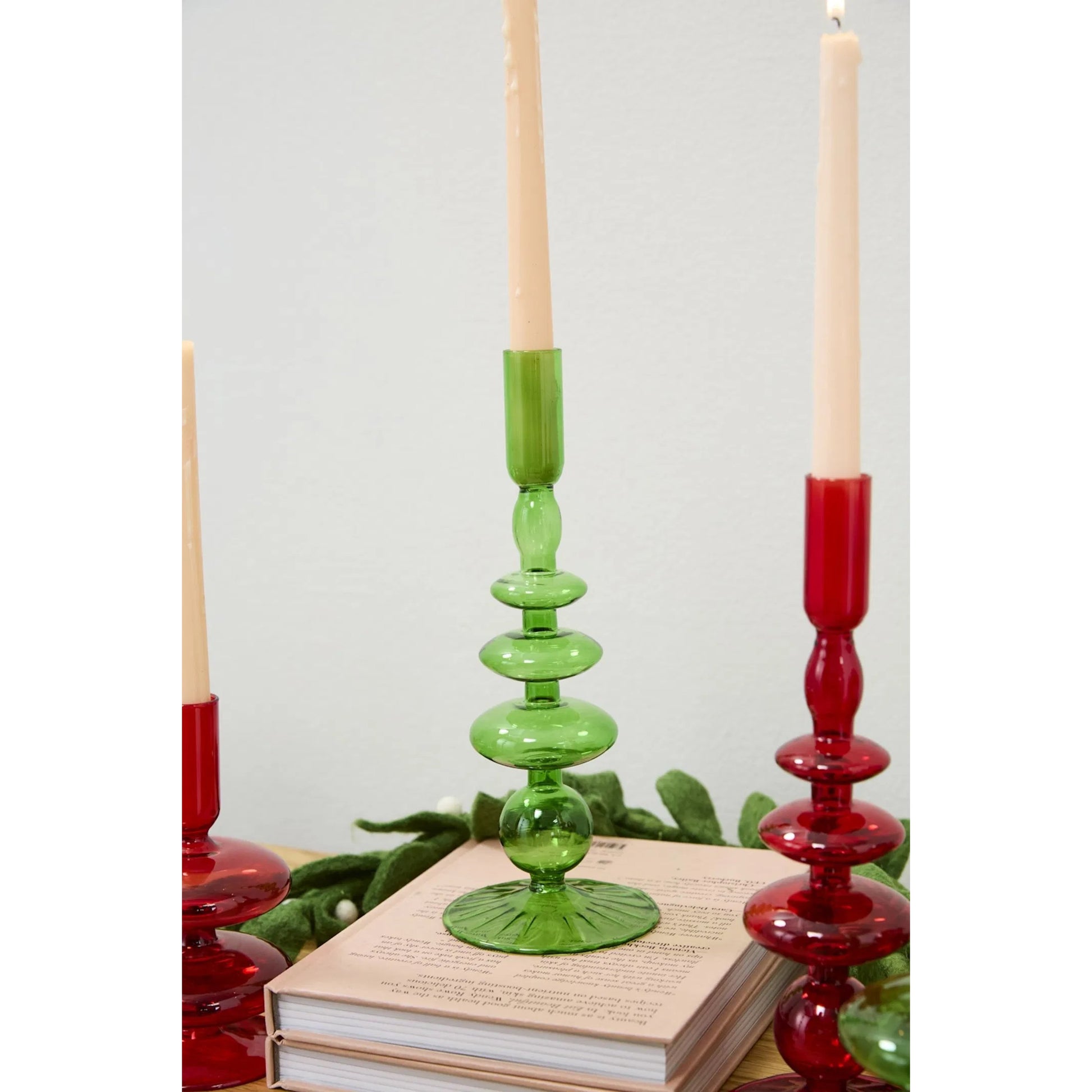 Wizard Candlestick by Accent Decor in green. Made from glass in a eclectic & global style.