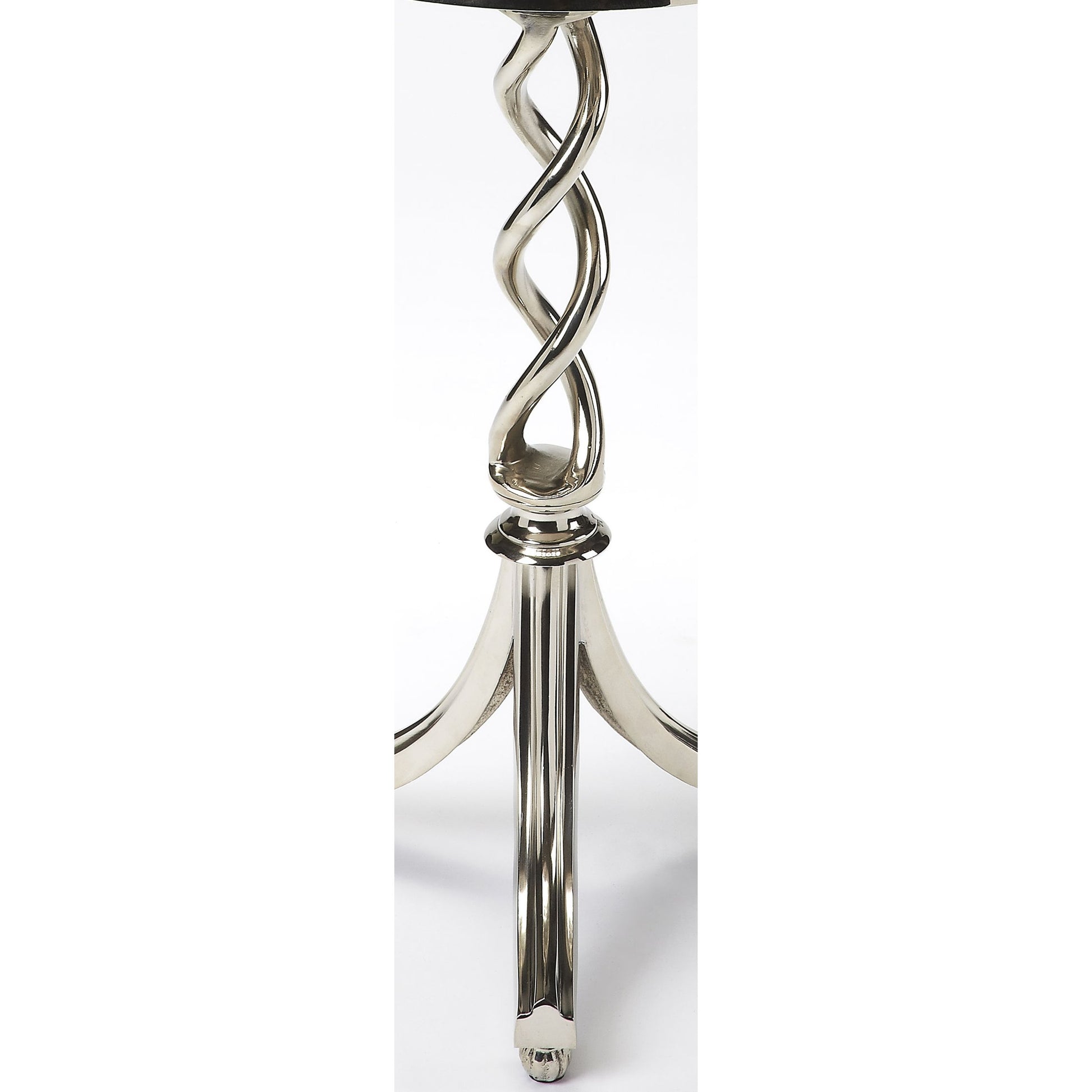 Isidora Modern Accent Table by Butler Specialty Company in silver and modern expressions. Made from cast aluminum, tempered glass, iron components in a modern style.