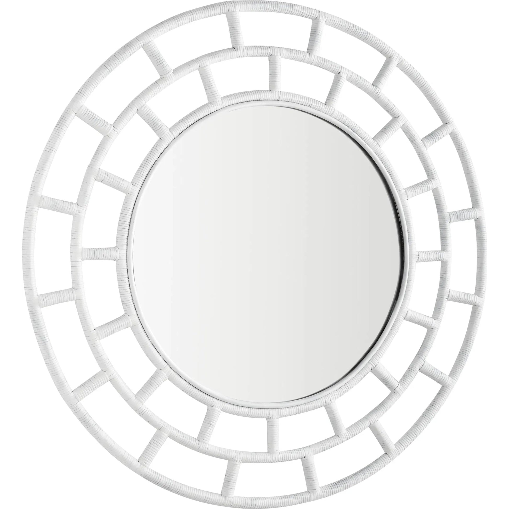 Comoros Mirror by Cyan Design. Made from rattan, wood, mirrored glass in a modern style.