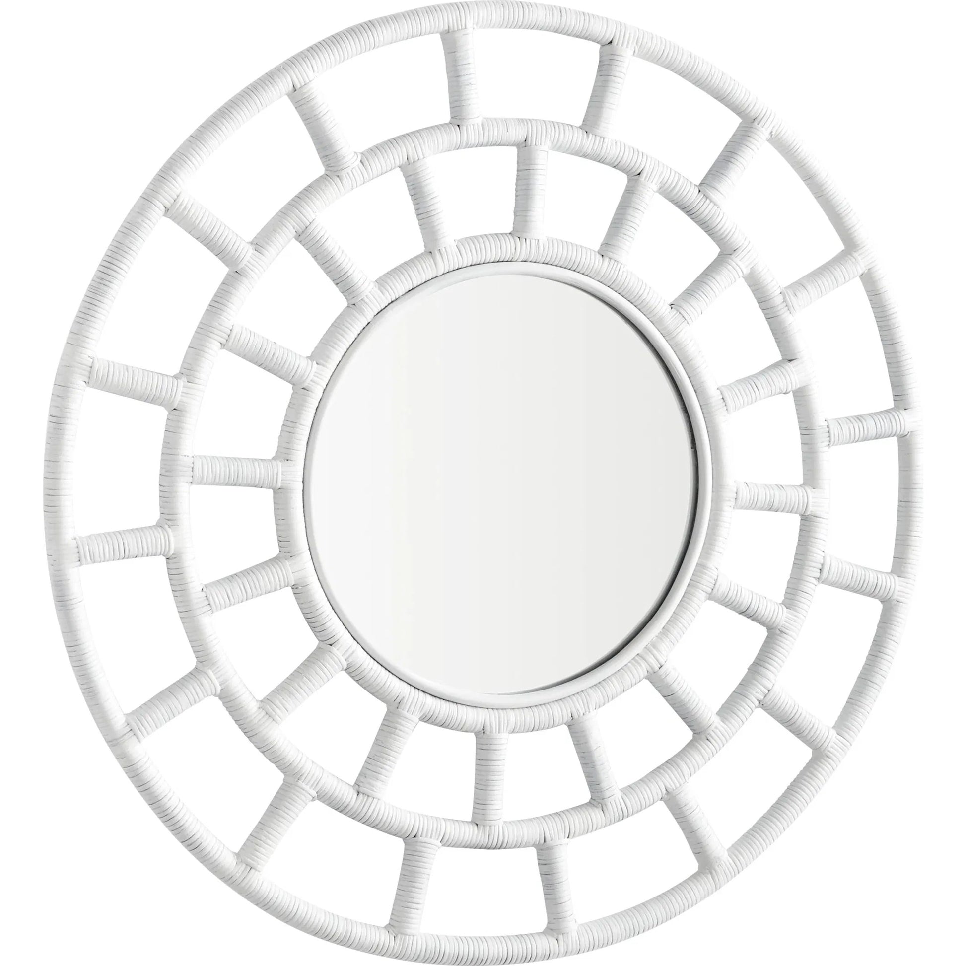 Comoros Mirror by Cyan Design. Made from rattan, wood, mirrored glass in a modern style.