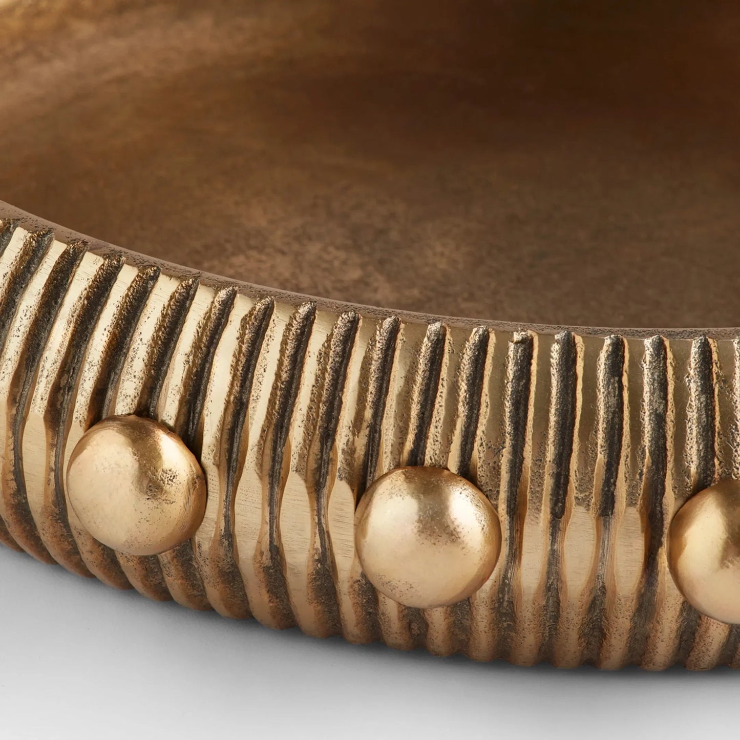 012 SI-2130376 | Closeup | Batten Tray by Cyan Design in antique brass. Made from cast aluminum in a modern style.