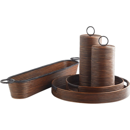 Papeete Round Tray by Cyan Design in brown. Made from unique in a modern style.