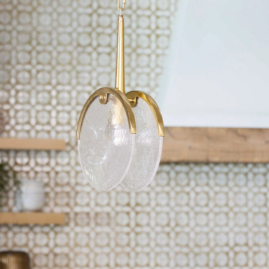 Alton 1-Light Pendant by Cyan Design in aged brass. Made from iron, glass in a unique style.