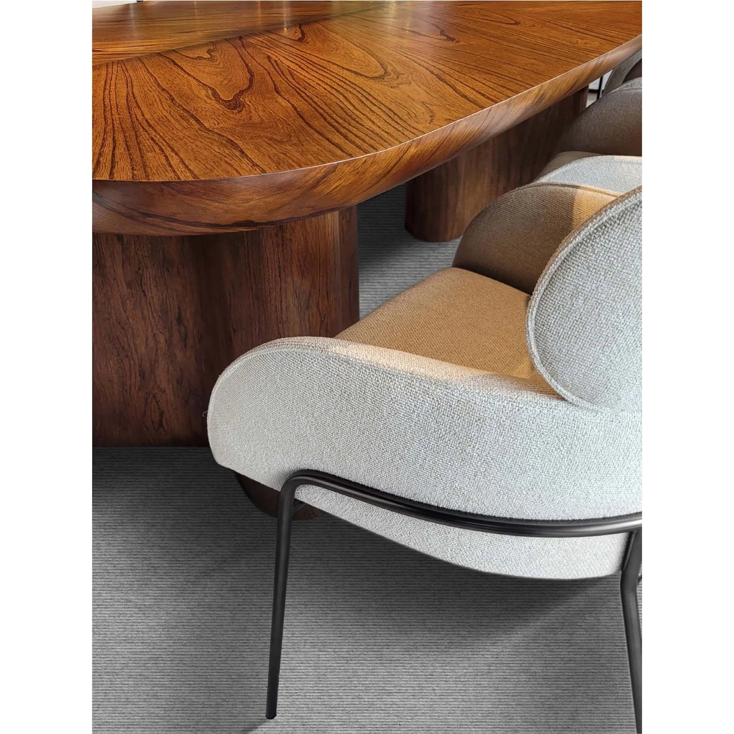 002 SI-2328643 | Lifestyle | Julian Dining Chair by Cyan Design in off-white chenille basket weave, onyx. Made from unique in a transitional style.