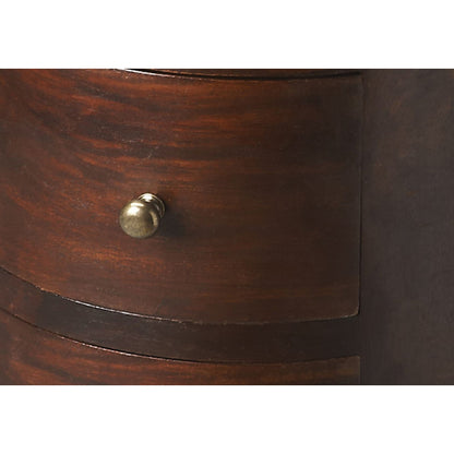 Liam Solid Wood Pedestal Table by Butler Specialty Company in dark brown and artifacts. Made from mango wood solids in a traditional style.