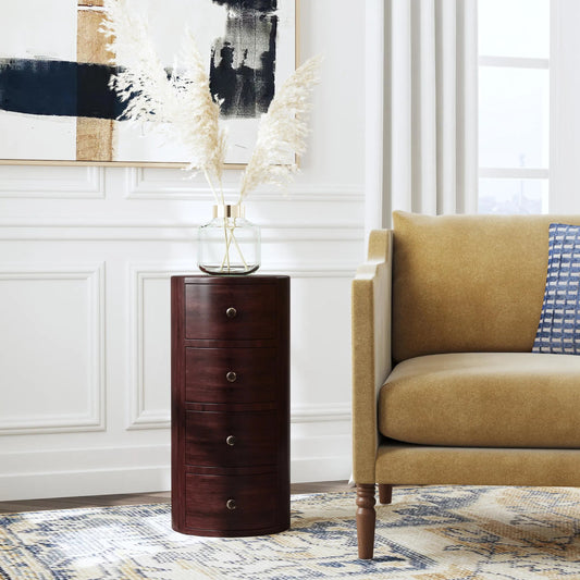 Liam Solid Wood Pedestal Table by Butler Specialty Company in dark brown and artifacts. Made from mango wood solids in a traditional style.
