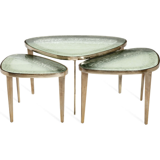 Jan Bunching Cocktail Tables by Interlude Home. Made from aluminum, glass in a eclectic & global style.