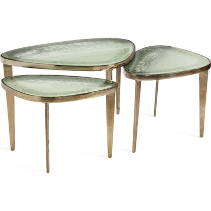 Jan Bunching Cocktail Tables by Interlude Home. Made from aluminum, glass in a eclectic & global style.