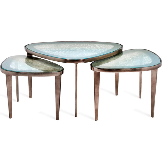 Jan Bunching Cocktail Tables by Interlude Home. Made from aluminum, glass in a eclectic & global style.