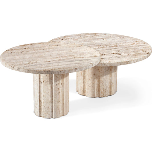 Amerigo Cocktail Table Set by Interlude Home in raw travertine. Made from travertine in a modern style.