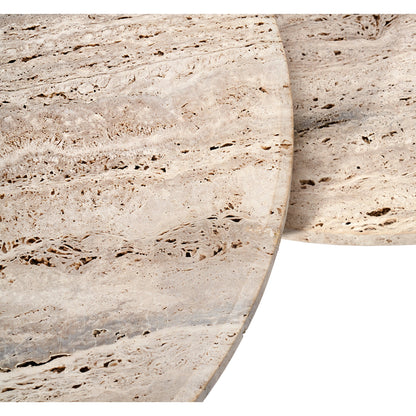 Amerigo Cocktail Table Set by Interlude Home in raw travertine. Made from travertine in a modern style.