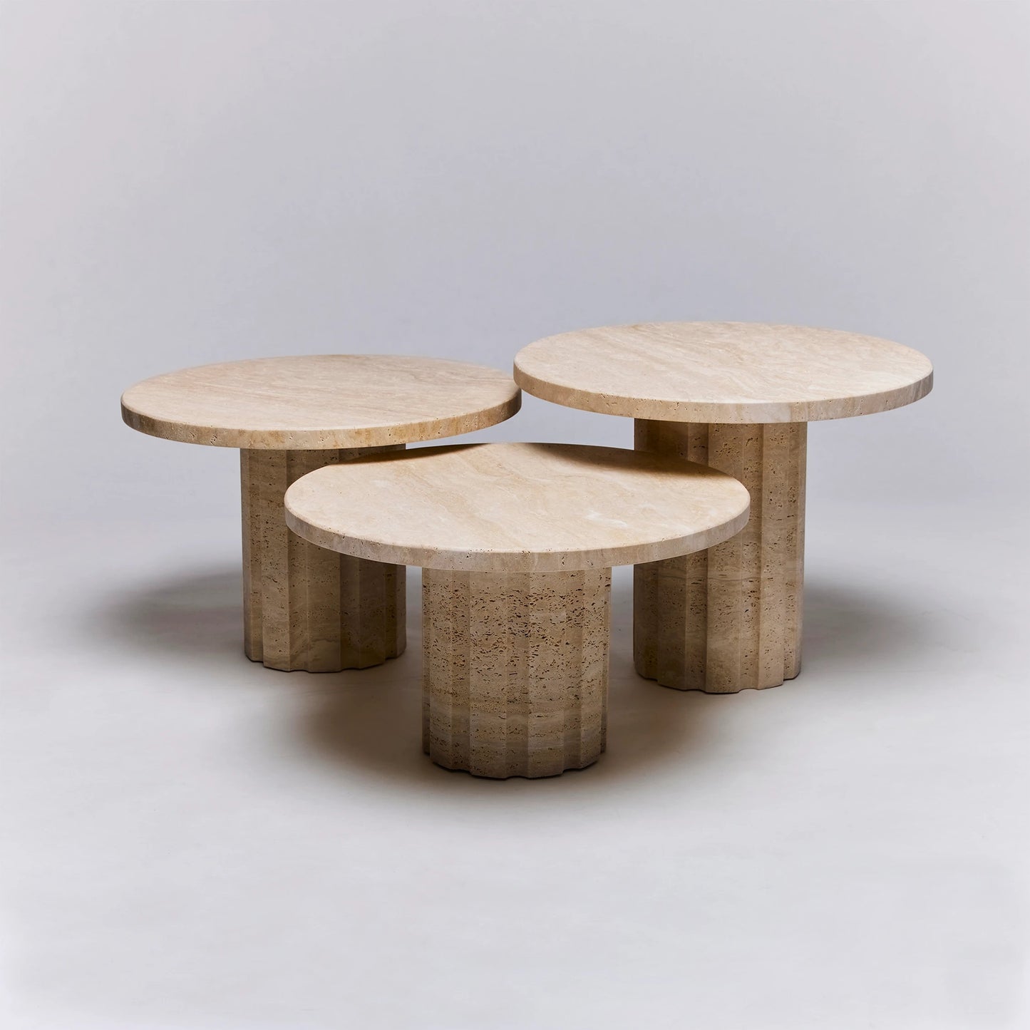 002 SI-2122621 | Additional Silo | Amerigo Bunching Tables by Interlude Home in raw travertine. Made from travertine in a modern style.