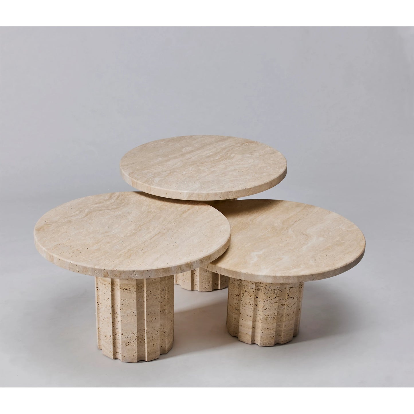003 SI-2122621 | Additional Silo | Amerigo Bunching Tables by Interlude Home in raw travertine. Made from travertine in a modern style.