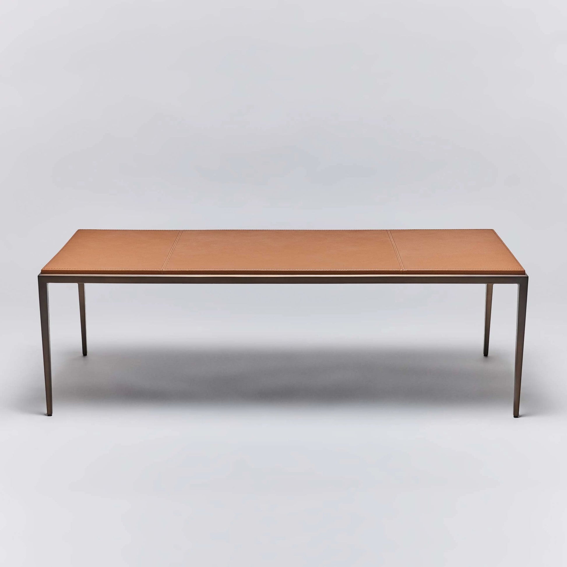 Auburn Cocktail Table by Interlude Home. Made from wood, cast iron, leather in a modern style.