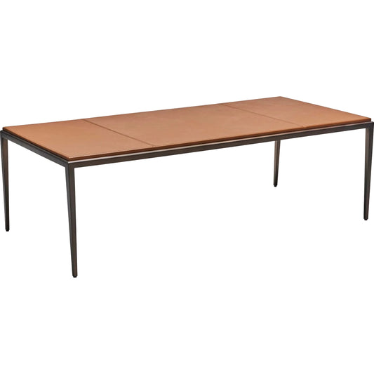 Auburn Cocktail Table by Interlude Home. Made from wood, cast iron, leather in a modern style.
