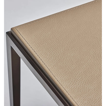 Auburn Cocktail Table by Interlude Home. Made from wood, cast iron, leather in a modern style.