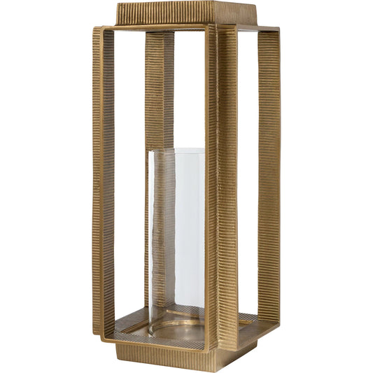 Graycliff Lantern by Cyan Design in aged brass. Made from cast aluminum, glass in a unique style.