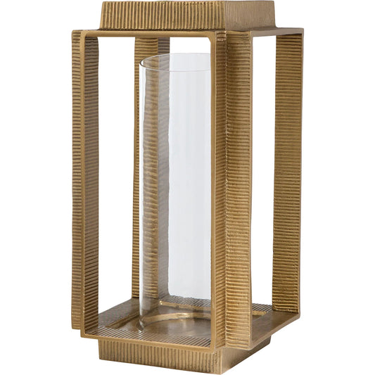 Graycliff Lantern by Cyan Design in aged brass. Made from cast aluminum, glass in a unique style.