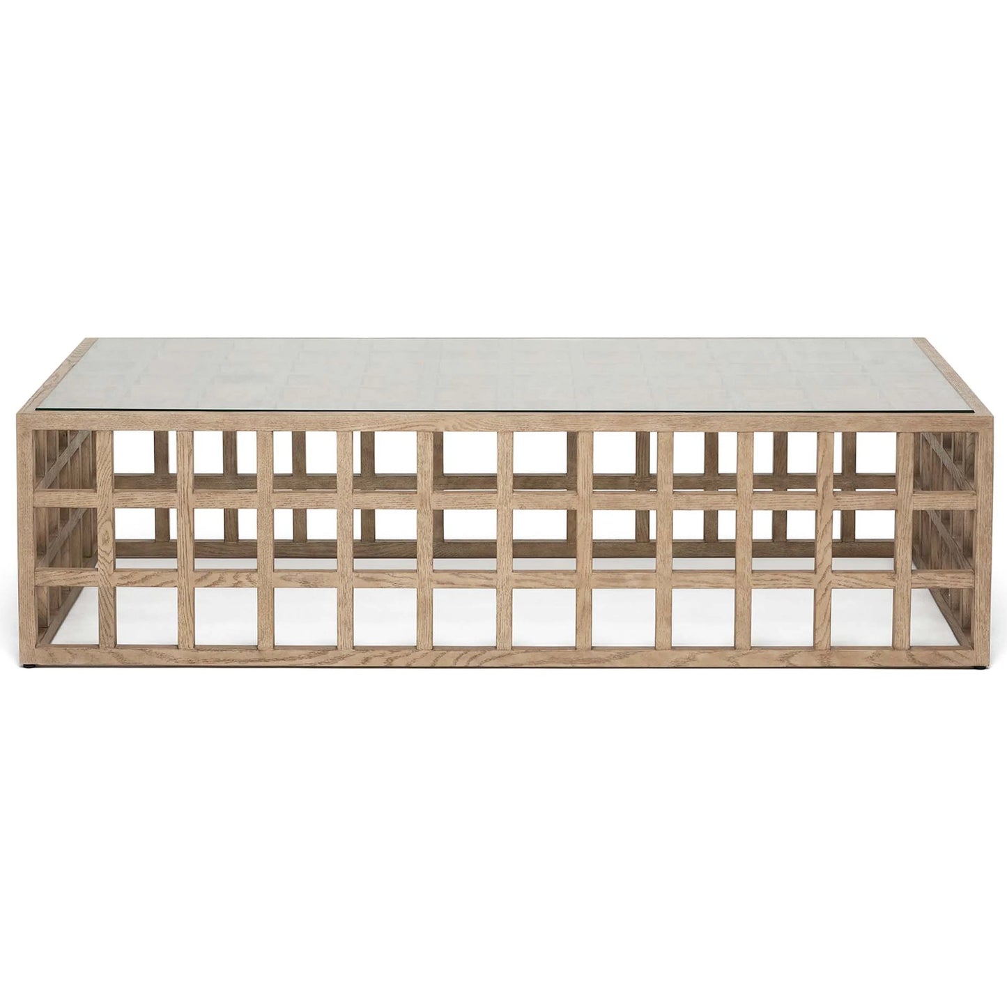 002 SI-2374532 | Additional Silo | Corinne Rectangular Cocktail Table by Interlude Home in washed taupe, clear. Made from oak, glass in a transitional style.