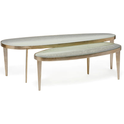 Jan Cocktail Table Large by Interlude Home in twilight bronze. Made from aluminum, glass in a modern style.