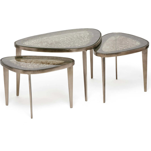 Jan Bunching Cocktail Tables by Interlude Home. Made from aluminum, glass in a eclectic & global style.