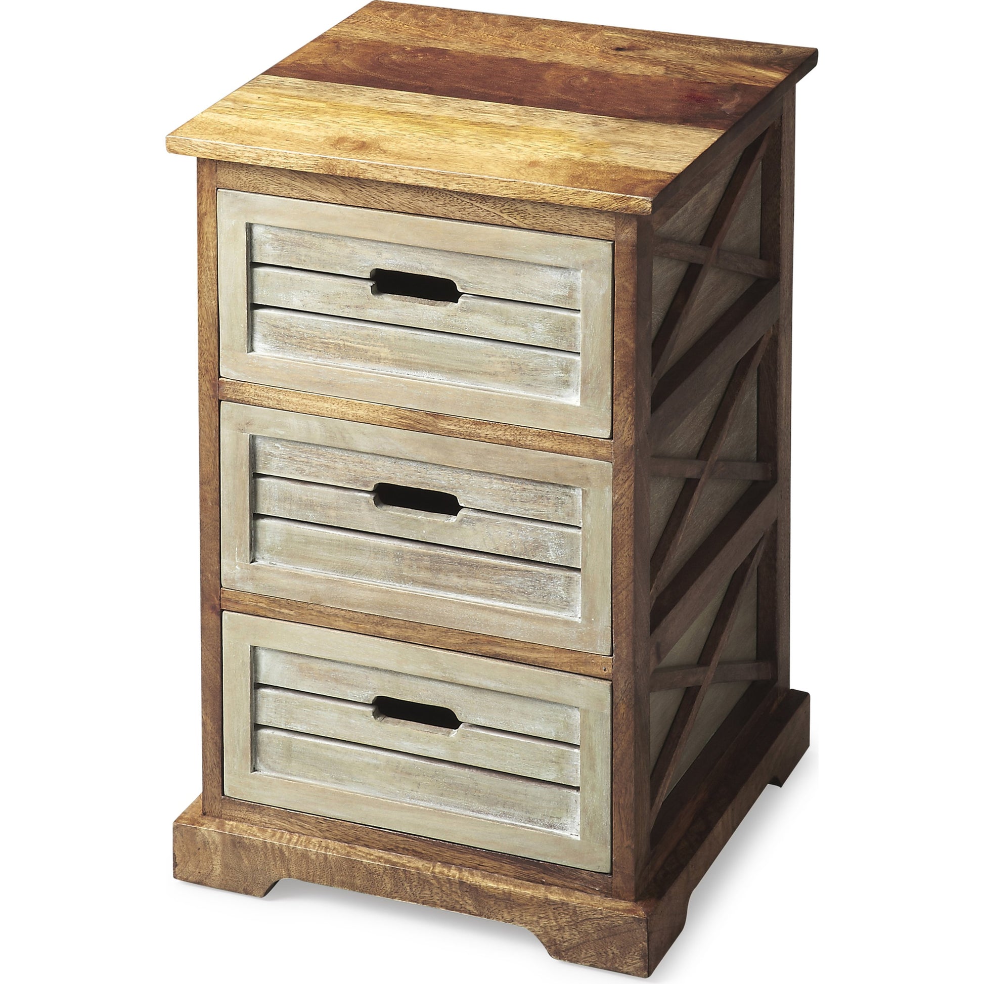 Hayden Modern Chairside Chest by Butler Specialty Company in multi-color and modern expressions. Made from mango wood solids, mdf in a cottage & farmhouse style.