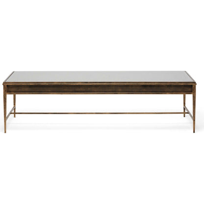 Camille Cocktail Table by Interlude Home in gilded brass, clear. Made from iron, glass in a modern style.