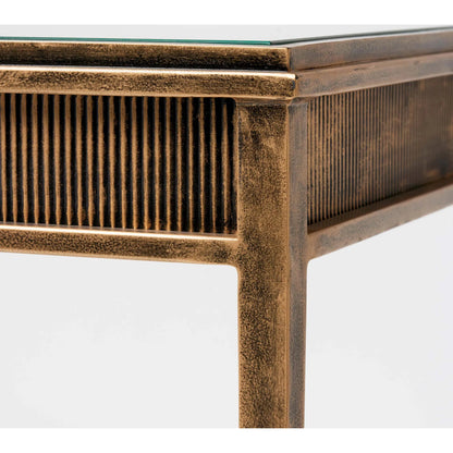 Camille Console by Interlude Home in gilded brass, clear. Made from iron, glass in a modern style.