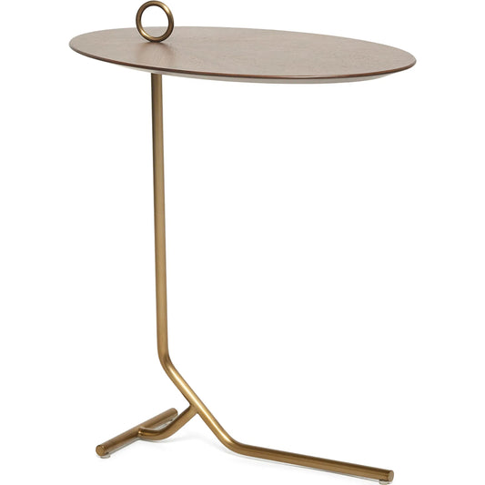 Owen Drink Table by Interlude Home in golden bronze, classic walnut. Made from stainless steel, walnut in a transitional style.