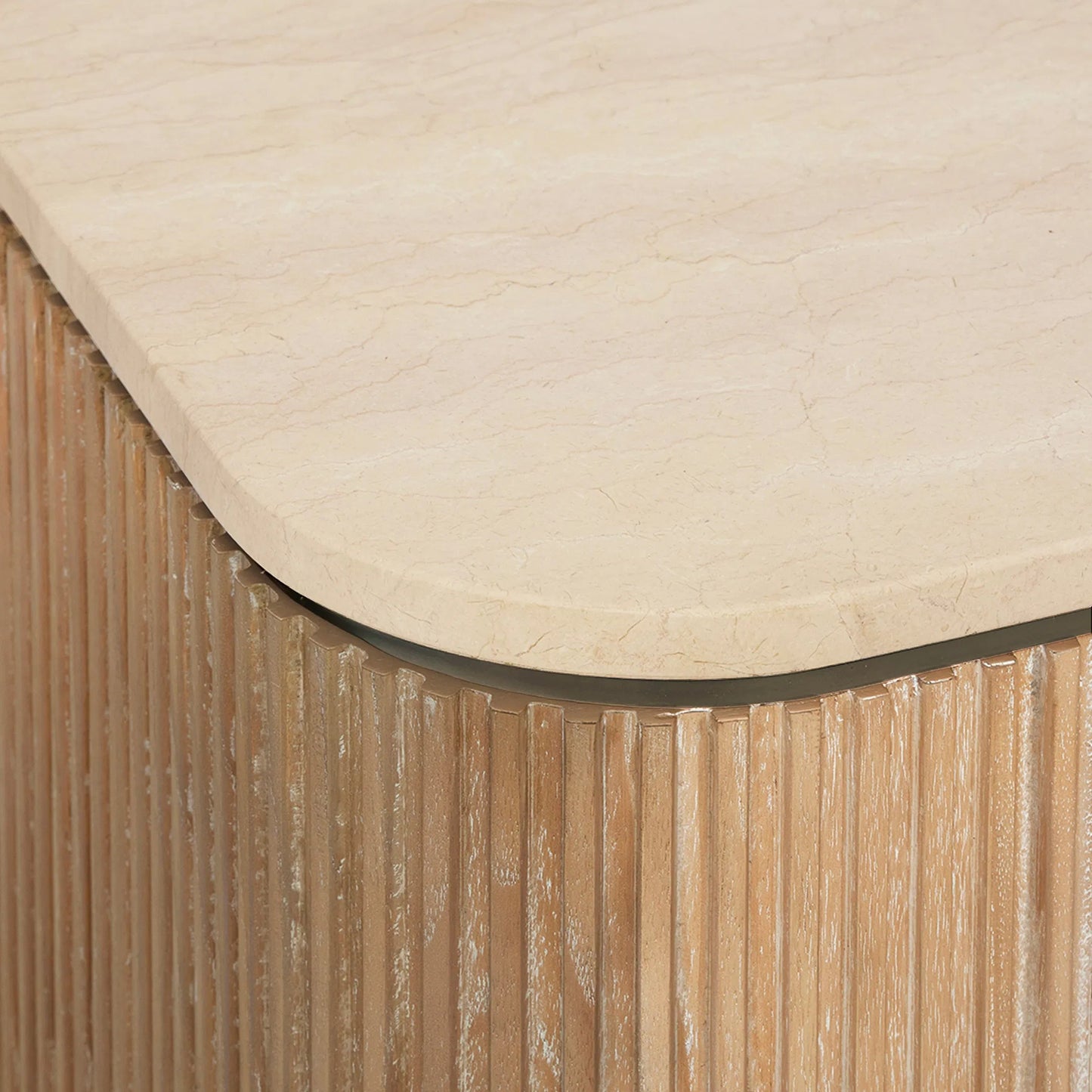 004 SI-2531118 | Closeup | Morrison Desk by Interlude Home in husk, honey, champagne silver. Made from mindi, marble, stainless steel in a transitional style.