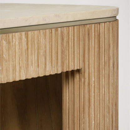 Morrison Desk by Interlude Home in husk, honey, champagne silver. Made from mindi, marble, stainless steel in a transitional style.