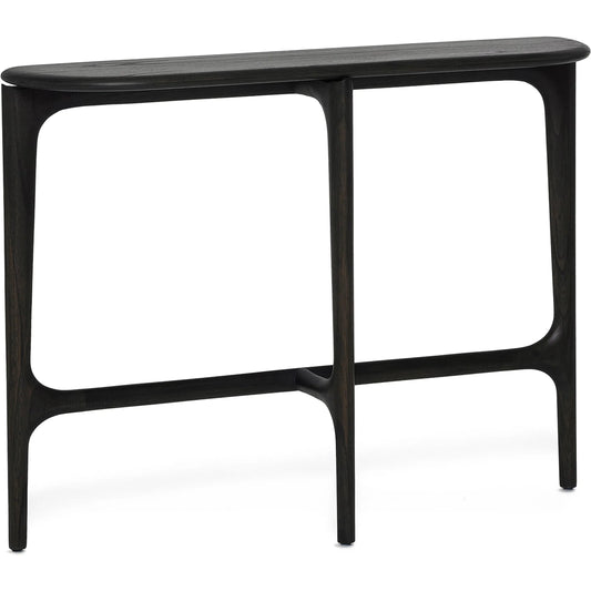 Morgan Console by Interlude Home in cinder. Made from mindi in a transitional style.