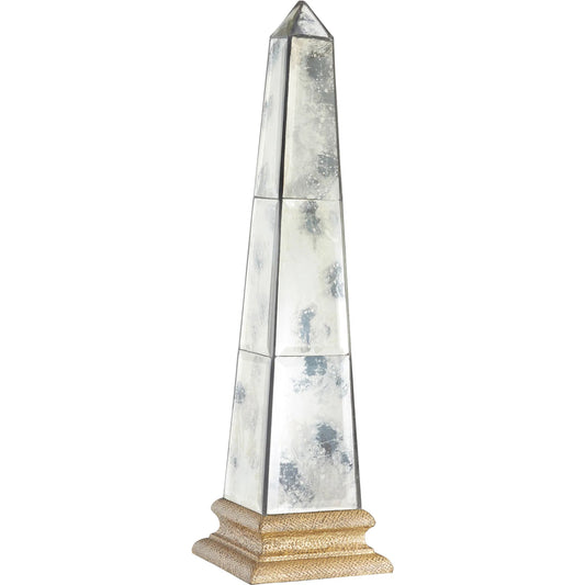 Luxor Obelisk by Cyan Design in antique brass. Made from mdf, mirrored glass in a unique style.